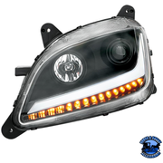 PROJECTION HEADLIGHT WITH LED POSITION LIGHT & SEQUENTIAL SIGNAL FOR 2012-2021 PETERBILT 579 (Choose Color) (Choose Choose Side) HEADLIGHT Chrome / Driver's Side,Chrome / Passenger's Side,Black / Driver's Side,Black / Passenger's Side Dark Slate Gray