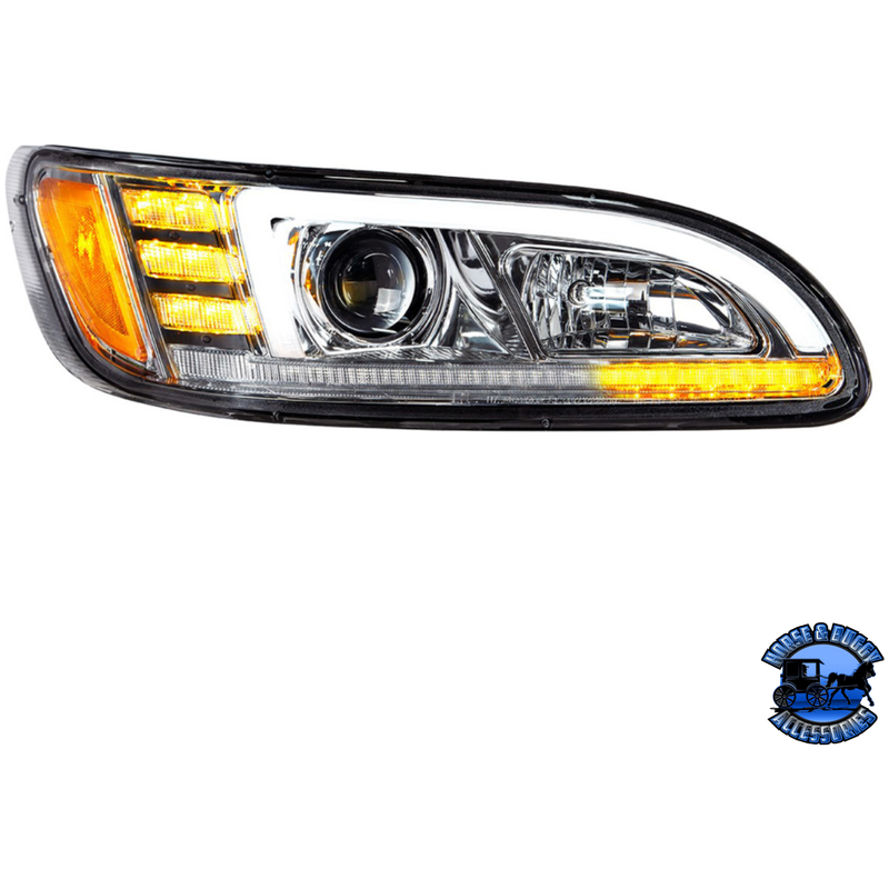 PROJECTION HEADLIGHT WITH LED SEQUENTIAL TURN & DRL FOR 2005-2015 PETERBILT 386 (Choose Color) (Choose Side) HEADLIGHT Chrome / Passenger's Side Dark Slate Gray