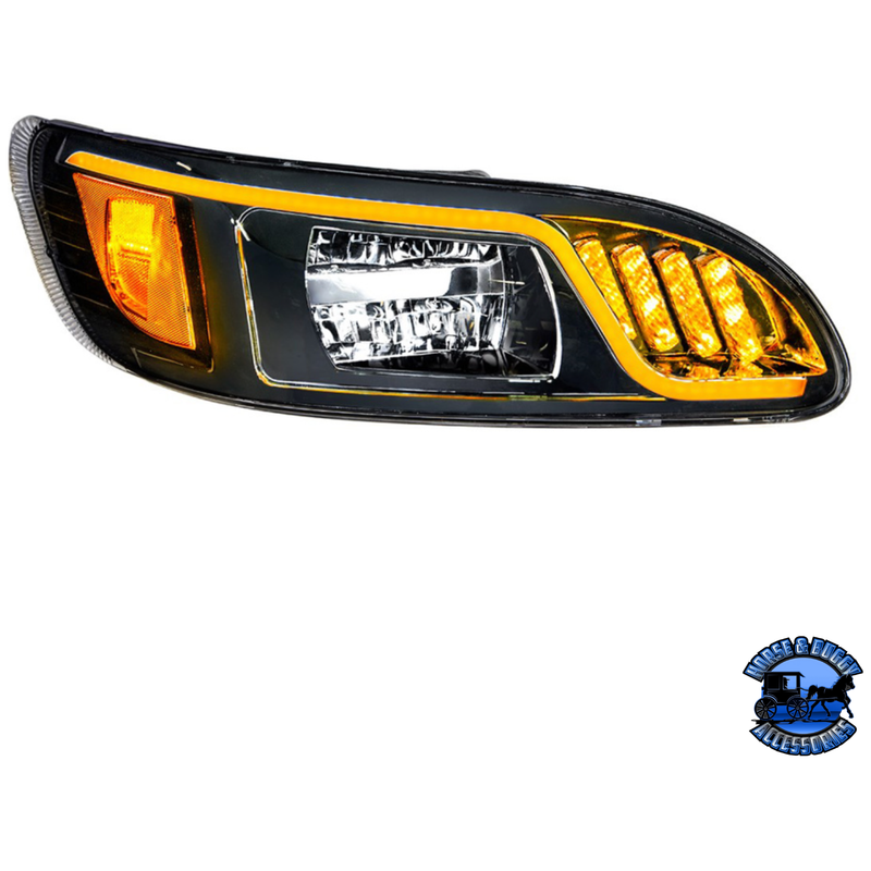 LED HEADLIGHT WITH LED TURN, POSITION, & DRL FOR PETERBILT 386 (2005-2015) & 387 (1999-2010) (Choose Color) (Choose Side) HEADLIGHT Black / Passenger's Side Sandy Brown