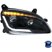 LED HEADLIGHT WITH SEQUENTIAL LED TURN SIGNAL FOR PETERBILT 579 (2012-2021) & 587 (2010-2016) (Choose Color) (Choose Side) HEADLIGHT Black / Passenger's Side Gray