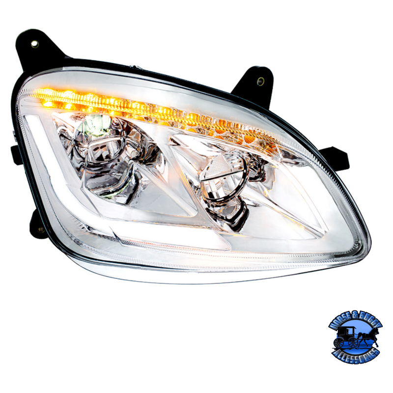 LED HEADLIGHT WITH SEQUENTIAL LED TURN SIGNAL FOR PETERBILT 579 (2012-2021) & 587 (2010-2016) (Choose Color) (Choose Side) HEADLIGHT Chrome / Passenger's Side Light Gray