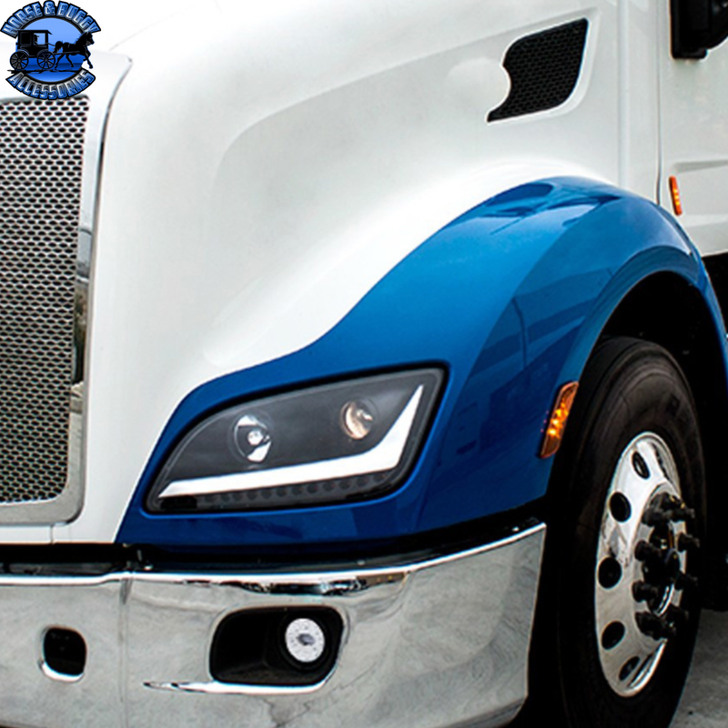 9 LED PROJECTOR FOG LIGHT WITH LED POSITION LIGHTS FOR PETERBILT 579/587 & KENWORTH T660 (Choose Color) FOG LIGHT Chrome,Black Midnight Blue