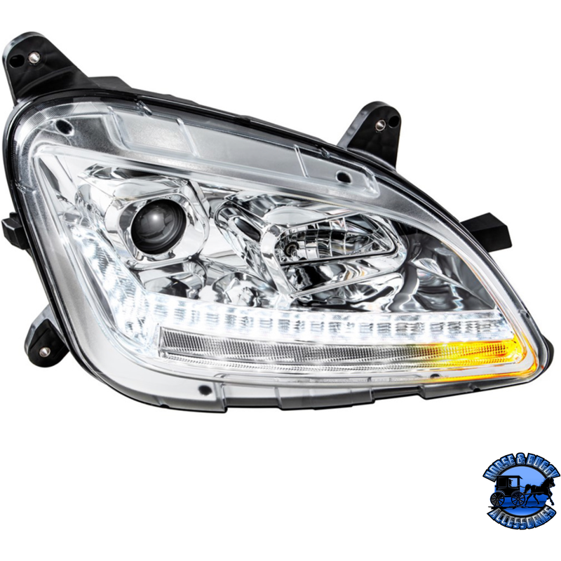 PROJECTION HEADLIGHT WITH LED SEQUENTIAL TURN AND DRL FOR 2012-2021 PETERBILT 579 (Choose Color) (Choose Side) HEADLIGHT Chrome / Passenger's Side Light Gray