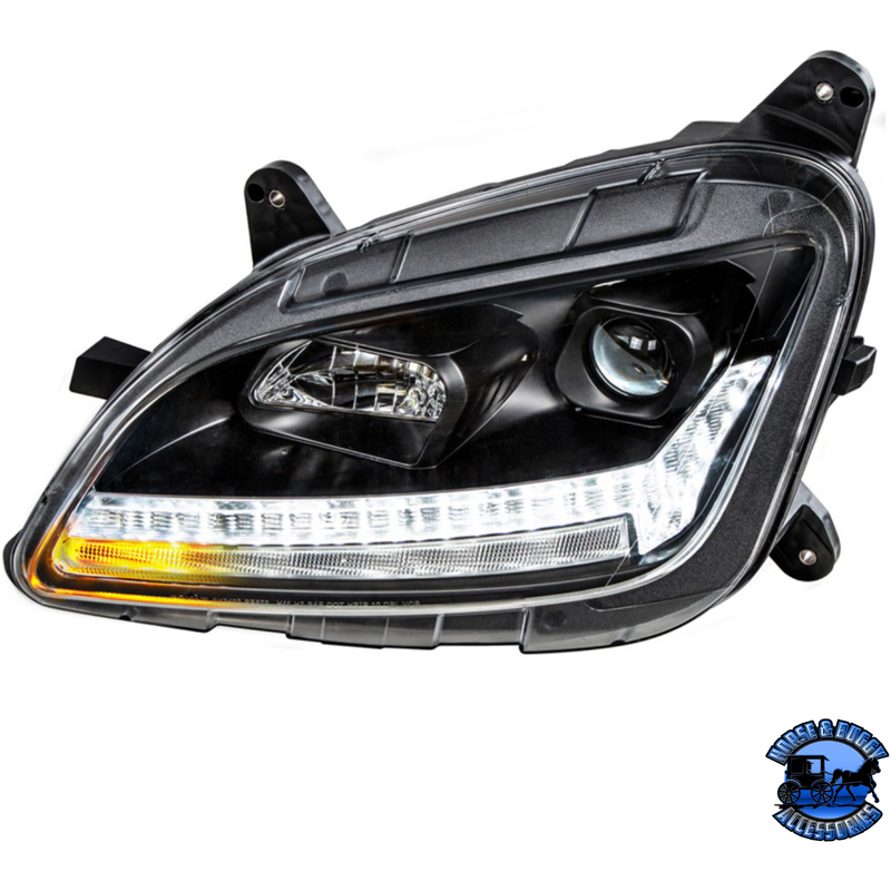 PROJECTION HEADLIGHT WITH LED SEQUENTIAL TURN AND DRL FOR 2012-2021 PETERBILT 579 (Choose Color) (Choose Side) HEADLIGHT Black / Driver's Side Dark Slate Gray
