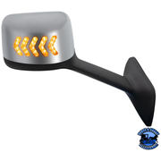 CHROME PLASTIC HOOD MIRROR ASSEMBLY WITH SEQUENTIAL LED TURN SIGNALS FOR 2018-2024 INTERNATIONAL LT (Choose Side) Hood Mirror Passenger's Side Dark Gray