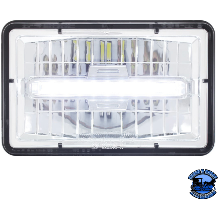 Light Gray ULTRALIT - 4" X 6" RECTANGULAR LED HEADLIGHT WITH LED POSITION LIGHT (Choose Color) (Choose High or Low) LED Headlight White / Low