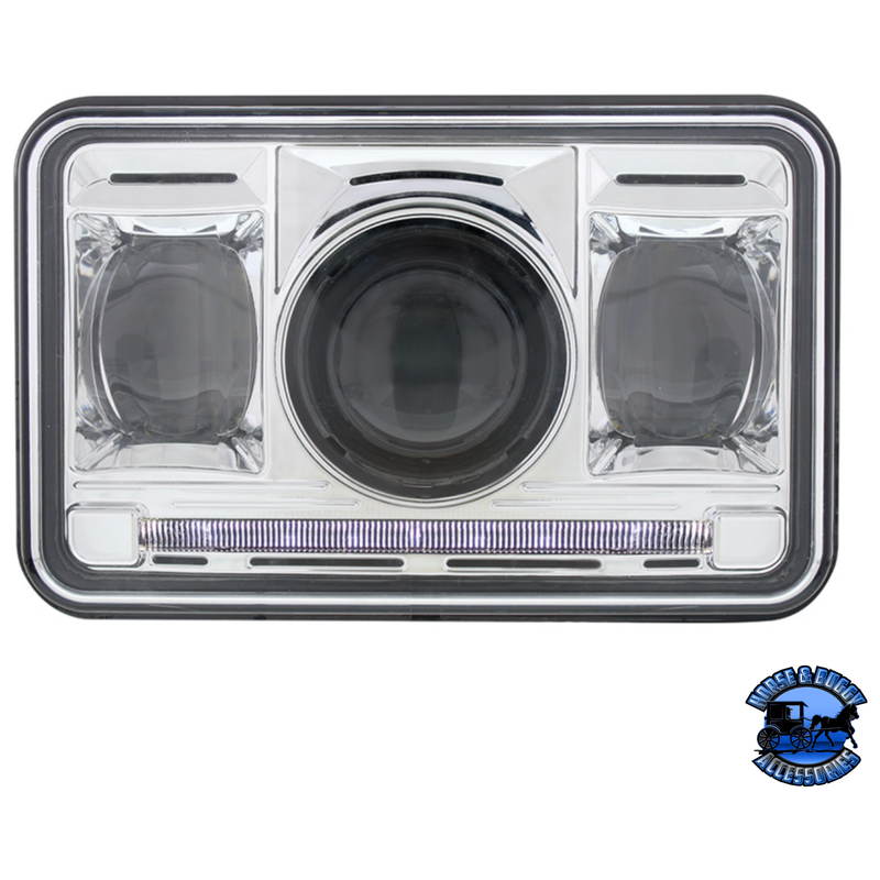 ULTRALIT - 11 HIGH POWER LED 4" X 6" PROJECTION HEADLIGHT (Choose High or Low) LED Headlight High Beam Dim Gray