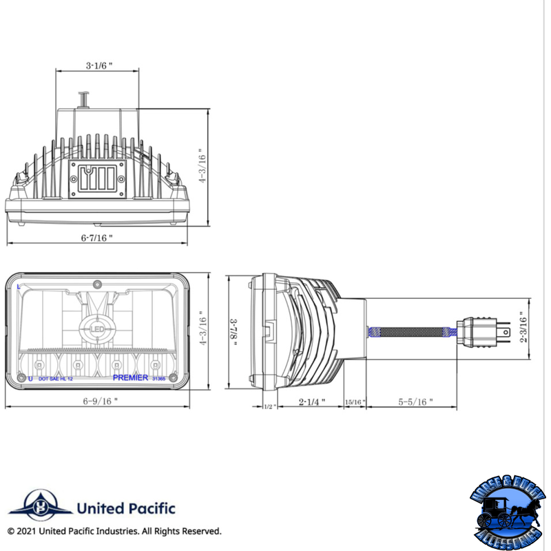 ULTRALIT - 5 LED 4" X 6" CRYSTAL HEADLIGHT - HIGH & LOW BEAM #31365 LED Headlight Light Gray