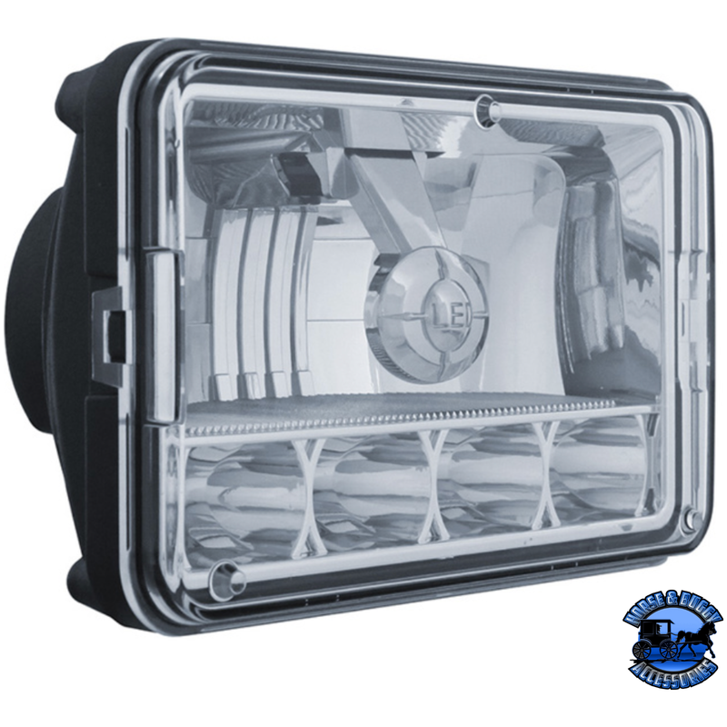 ULTRALIT - 5 LED 4" X 6" CRYSTAL HEADLIGHT - HIGH & LOW BEAM #31365 LED Headlight Dark Gray