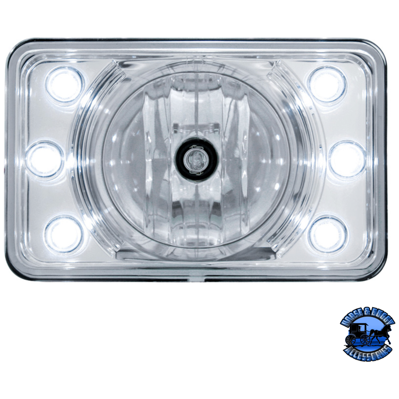 ULTRALIT - 4" X 6" CRYSTAL PROJECTION HEADLIGHT WITH 6 WHITE LED POSITION LIGHT (Choose High or Low) HEADLIGHT High Gray