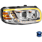 PROJECTION HEADLIGHT WITH LED TURN SIGNAL & LIGHT BAR FOR 2008-2024 PETERBILT 389 (Choose Color) (Choose Side) HEADLIGHT Chrome / Passenger's Side Gray