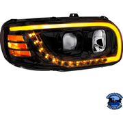 PROJECTION HEADLIGHT WITH LED TURN SIGNAL & LIGHT BAR FOR 2008-2024 PETERBILT 389 (Choose Color) (Choose Side) HEADLIGHT Black / Passenger's Side Sandy Brown