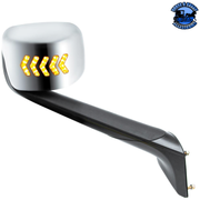 HOOD MIRROR ASSEMBLY W/LED LIGHTS ON MIRROR COVER & GLASS FOR 2018-2024 FREIGHTLINER CASCADIA (Choose Side) Hood Mirror Passenger's Side Dark Slate Gray