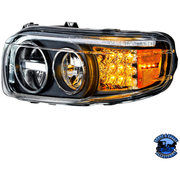 LED HEADLIGHT WITH LED TURN & POSITION LIGHT BAR FOR PETERBILT 388 (2008-2015) & 389 (2008-2023) (Choose Color) (Choose Side) HEADLIGHT Black / Driver's Side Sandy Brown
