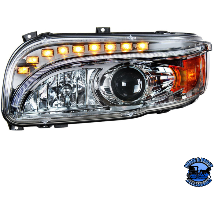 Dark Slate Gray PROJECTION HEADLIGHT WITH LED TURN & DRL FOR PETERBILT 389 (2008-2023) & 388 (2008-2015) (Choose Side) HEADLIGHT Driver's Side,Passenger's Side