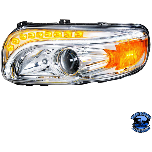 Light Gray PROJECTION HEADLIGHT WITH LED TURN & DRL FOR PETERBILT 389 (2008-2023) & 388 (2008-2015) (Choose Side) HEADLIGHT Driver's Side