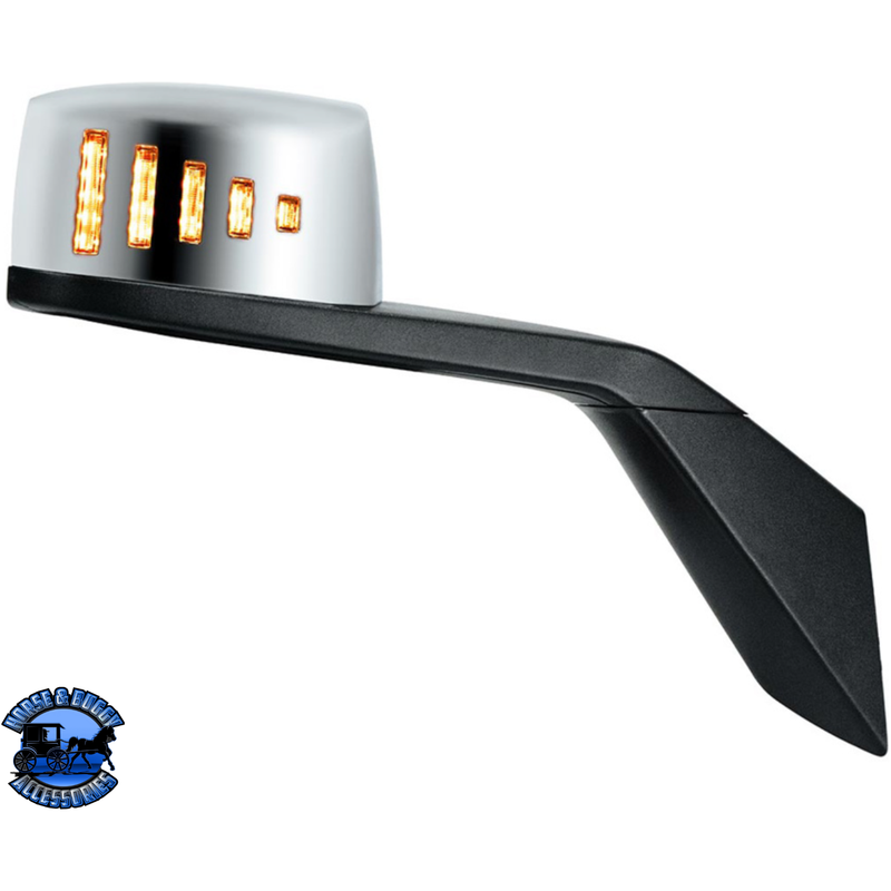 HOOD MIRROR ASSEMBLY W/LED LIGHTS ON MIRROR COVER & GLASS FOR 2018-2024 VOLVO VNL (Choose Side) Hood Mirror Passenger's Side Light Gray