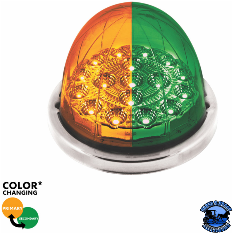 17 LED WATERMELON DUAL FUNCTION DOUBLE FURY LIGHT FLUSH MOUNT KIT WITH LOW PROFILE SS BEZEL (Choose Color) WATERMELON Amber / Green Dark Slate Gray