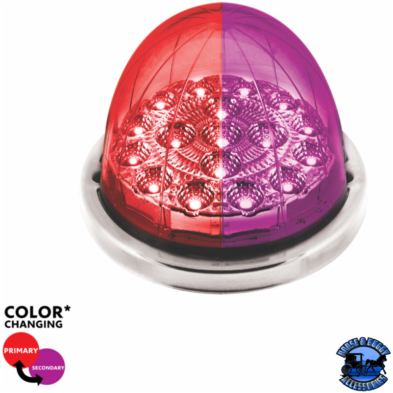 17 LED WATERMELON DUAL FUNCTION DOUBLE FURY LIGHT FLUSH MOUNT KIT WITH LOW PROFILE SS BEZEL (Choose Color) WATERMELON Amber / Blue,Amber / Green,Amber / Red,Amber / White,Red / Blue,Red / Green,Red / White Pale Violet Red