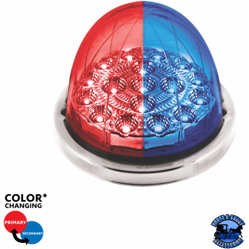 17 LED WATERMELON DUAL FUNCTION DOUBLE FURY LIGHT FLUSH MOUNT KIT WITH LOW PROFILE SS BEZEL (Choose Color) WATERMELON Red / Blue Maroon