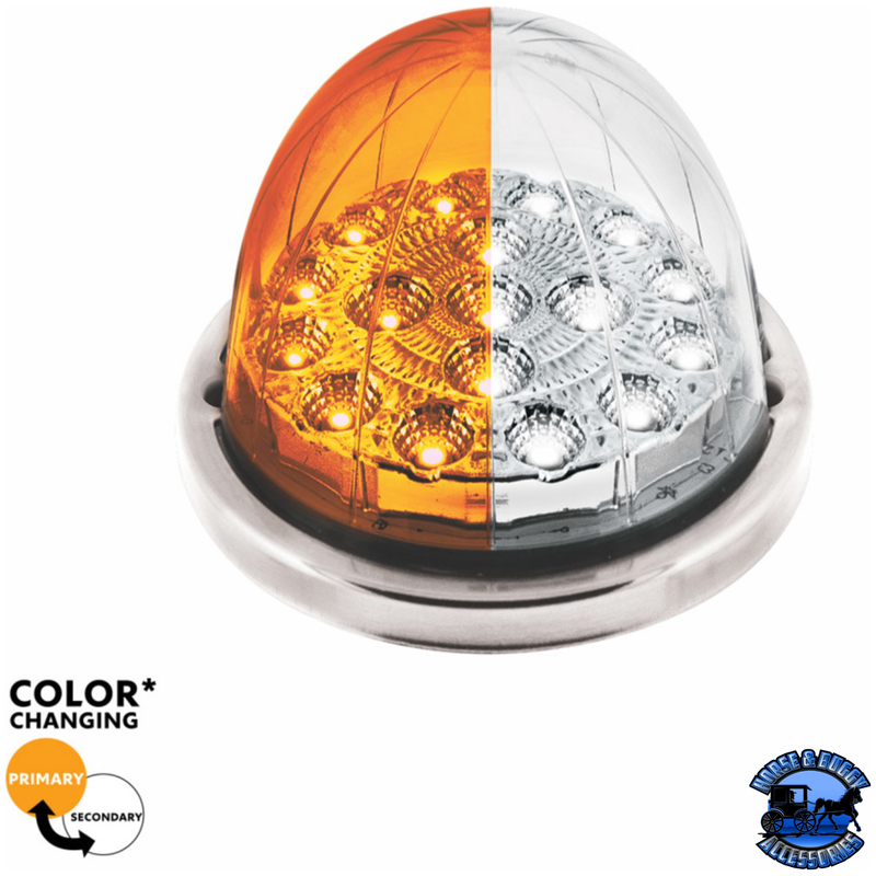 17 LED WATERMELON DUAL FUNCTION DOUBLE FURY LIGHT FLUSH MOUNT KIT WITH LOW PROFILE SS BEZEL (Choose Color) WATERMELON Amber / White Light Gray
