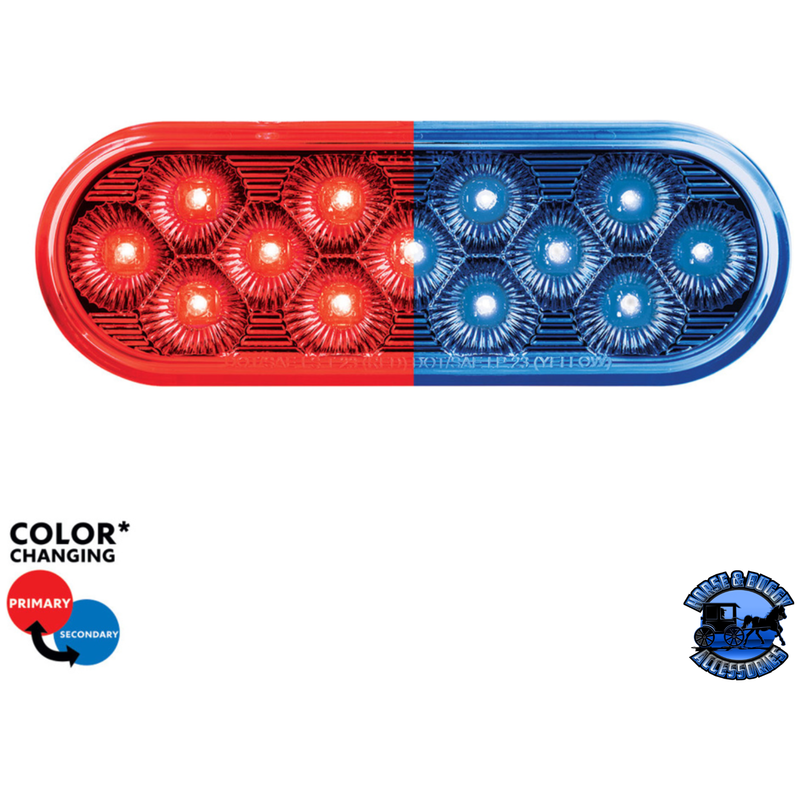 13 LED 6" OVAL DOUBLE FURY LIGHT (Choose Color) light Red / Blue Tomato