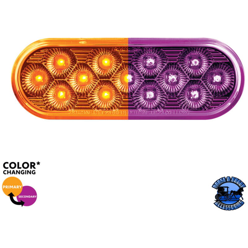 13 LED 6" OVAL DOUBLE FURY LIGHT (Choose Color) light Amber / Purple Sienna