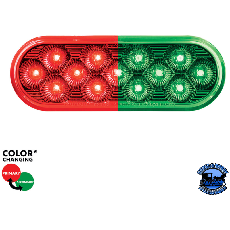 13 LED 6" OVAL DOUBLE FURY LIGHT (Choose Color) light Red / Green Tomato