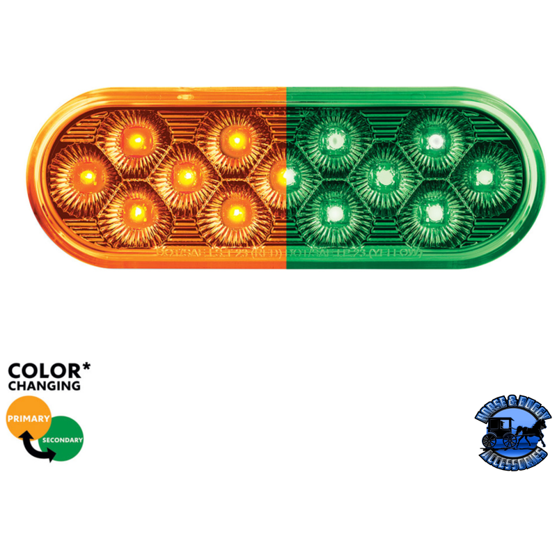13 LED 6" OVAL DOUBLE FURY LIGHT (Choose Color) light Amber / Green Sandy Brown