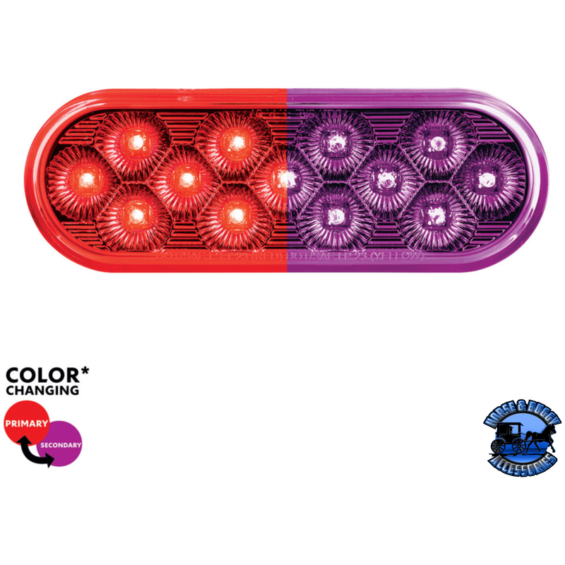 13 LED 6" OVAL DOUBLE FURY LIGHT (Choose Color) light Red / Purple Maroon