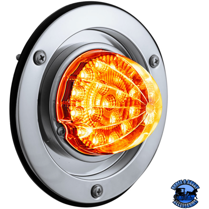 17 LED DUAL FUNCTION WATERMELON REFLECTOR LIGHT SLEEPER BUNK KIT WITH 304 SS BEZEL (Choose LED Color) (Choose Lens) WATERMELON Amber / Clear Light Gray