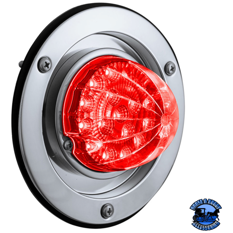 17 LED DUAL FUNCTION WATERMELON REFLECTOR LIGHT SLEEPER BUNK KIT WITH 304 SS BEZEL (Choose LED Color) (Choose Lens) WATERMELON Red / Clear Gray