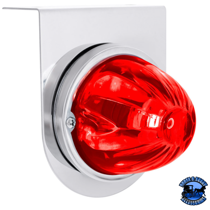 STAR-BURST GLASS WATERMELON LIGHT WITH STAINLESS STEEL LIGHT BRACKET KIT (Choose LED Color) (Choose Lens Color) watermelon Red / Red Light Gray