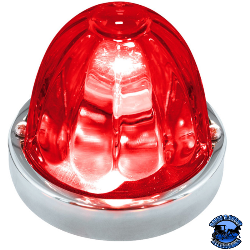 DUAL FUNCTION GLASS WATERMELON FLUSH MOUNT KIT WITH LED BULB (Chose LED Color) (Choose Lens Color) WATERMELON Red / Red Light Gray