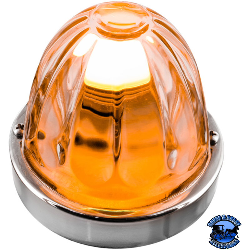 DUAL FUNCTION GLASS WATERMELON FLUSH MOUNT KIT WITH LED BULB (Chose LED Color) (Choose Lens Color) WATERMELON Amber / Clear Coral