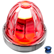 DUAL FUNCTION GLASS WATERMELON FLUSH MOUNT KIT WITH LED BULB (Chose LED Color) (Choose Lens Color) WATERMELON Red / Clear Tomato