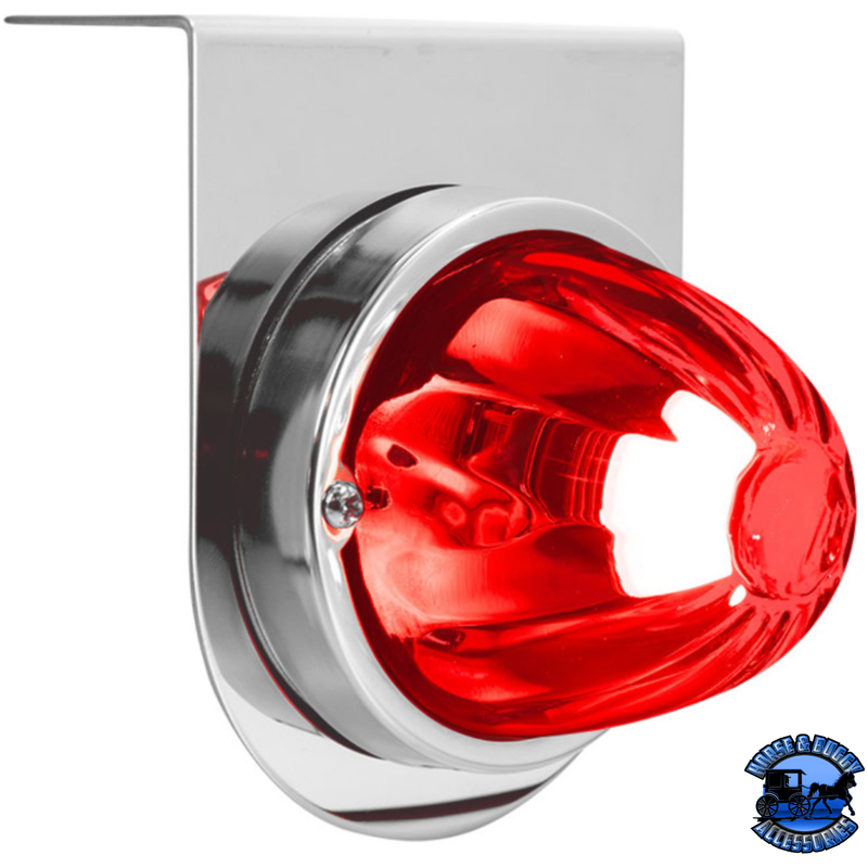 DUAL FUNCTION GLASS WATERMELON LIGHT WITH STAINLESS STEEL LIGHT BRACKET KIT WITH LED BULB (Choose Lens Color) WATERMELON Red Light Gray