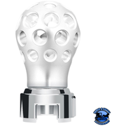 THREAD-ON PHOENIX STYLE BALL GEARSHIFT KNOB WITH LED 13/15/18 SPEED ADAPTER (Choose Finish) (Choose LED Color) Knob Clear Anodized / White Light Gray