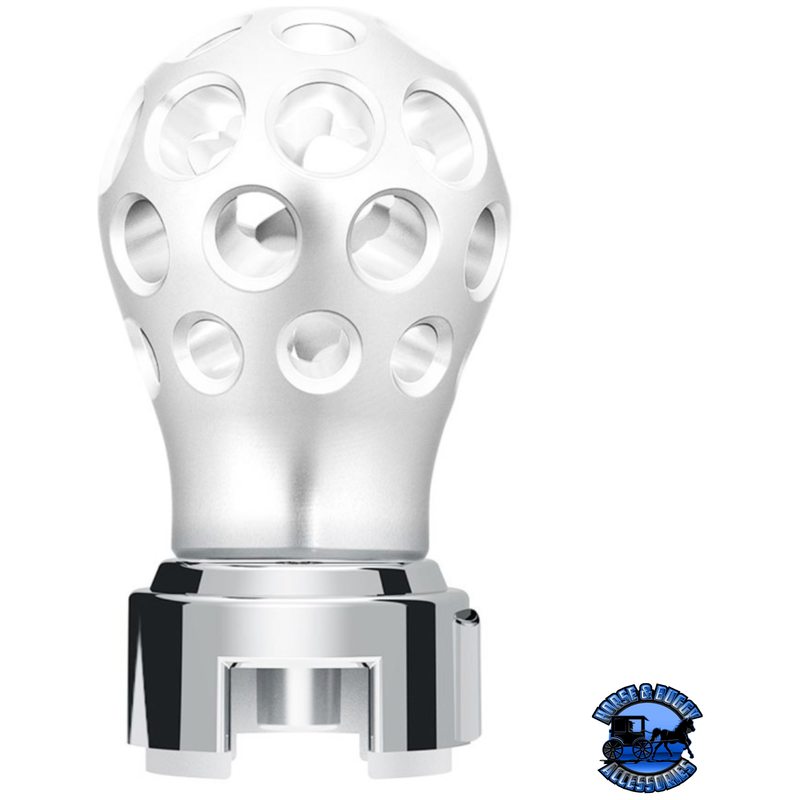 THREAD-ON PHOENIX STYLE BALL GEARSHIFT KNOB WITH LED 13/15/18 SPEED ADAPTER (Choose Finish) (Choose LED Color) Knob Clear Anodized / White Light Gray