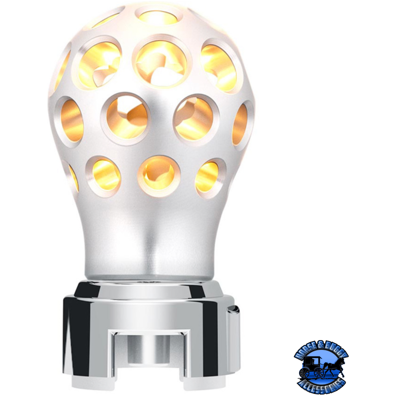 THREAD-ON PHOENIX STYLE BALL GEARSHIFT KNOB WITH LED 13/15/18 SPEED ADAPTER (Choose Finish) (Choose LED Color) Knob Clear Anodized / Amber Light Gray