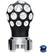 THREAD-ON PHOENIX STYLE BALL GEARSHIFT KNOB WITH LED 13/15/18 SPEED ADAPTER (Choose Finish) (Choose LED Color) Knob Matte Black / White Light Gray