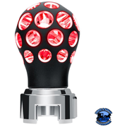 THREAD-ON PHOENIX STYLE BALL GEARSHIFT KNOB WITH LED 13/15/18 SPEED ADAPTER (Choose Finish) (Choose LED Color) Knob Matte Black / Red Black