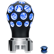 THREAD-ON PHOENIX STYLE BALL GEARSHIFT KNOB WITH LED 13/15/18 SPEED ADAPTER (Choose Finish) (Choose LED Color) Knob Matte Black / Blue Light Gray
