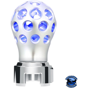 THREAD-ON PHOENIX STYLE BALL GEARSHIFT KNOB WITH LED 13/15/18 SPEED ADAPTER (Choose Finish) (Choose LED Color) Knob Clear Anodized / Blue Light Gray