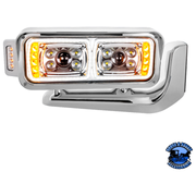 10 HIGH POWER LED PROJECTION HEADLIGHT ASSEMBLY WITH MOUNTING ARM & TURN SIGNAL SIDE POD (Choose Color) (Choose Side) LED Headlight Chrome / Passenger's Side Gray