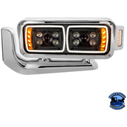 10 HIGH POWER LED PROJECTION HEADLIGHT ASSEMBLY WITH MOUNTING ARM & TURN SIGNAL SIDE POD (Choose Color) (Choose Side) LED Headlight Black / Driver's Side Gray