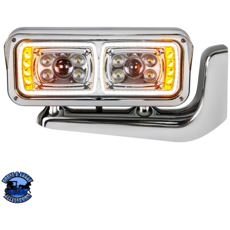 10 HIGH POWER LED PROJECTION HEADLIGHT ASSEMBLY WITH MOUNTING ARM (Choose Color) (Choose Side) LED Headlight Chrome / Passenger's Side Gray