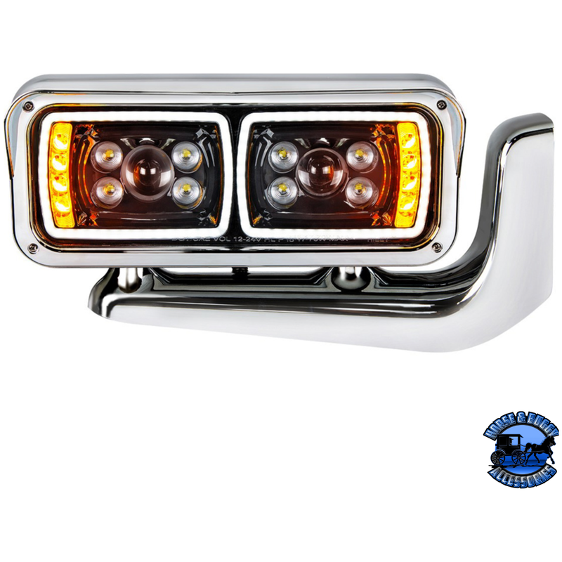 10 HIGH POWER LED PROJECTION HEADLIGHT ASSEMBLY WITH MOUNTING ARM (Choose Color) (Choose Side) LED Headlight Black / Passenger's Side Black