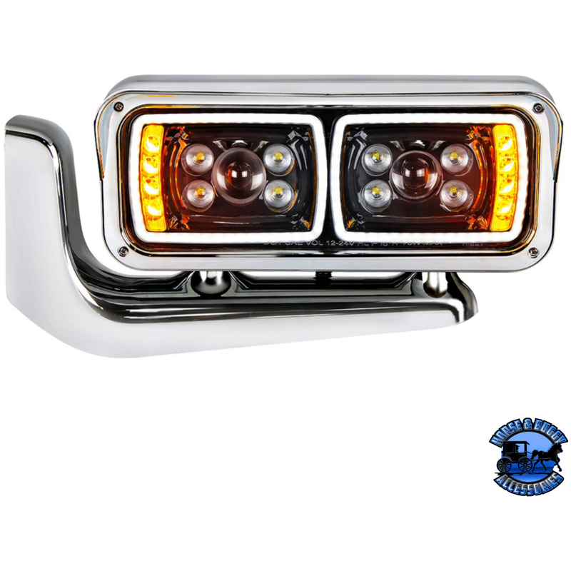 10 HIGH POWER LED PROJECTION HEADLIGHT ASSEMBLY WITH MOUNTING ARM (Choose Color) (Choose Side) LED Headlight Black / Driver's Side Black