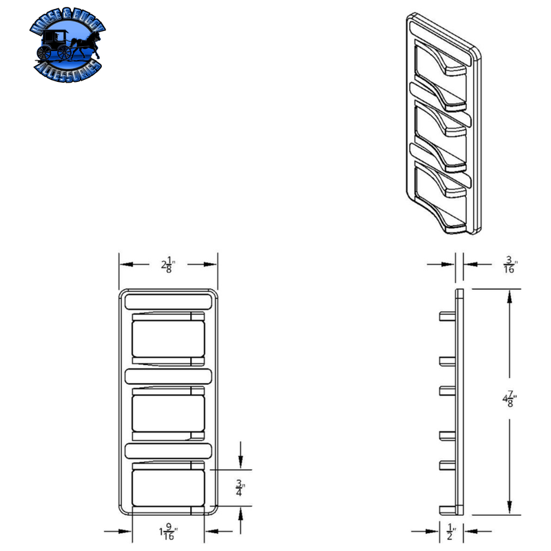 CHROME 3-ROCKER SWITCH COVER FOR PETERBILT 579 (2012-2019) & 567 (2014-2019)- 3 SWITCHES #41768 Switch Cover Dark Slate Gray